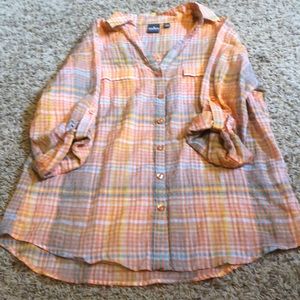 NY&CO women’s sheer button up blouse